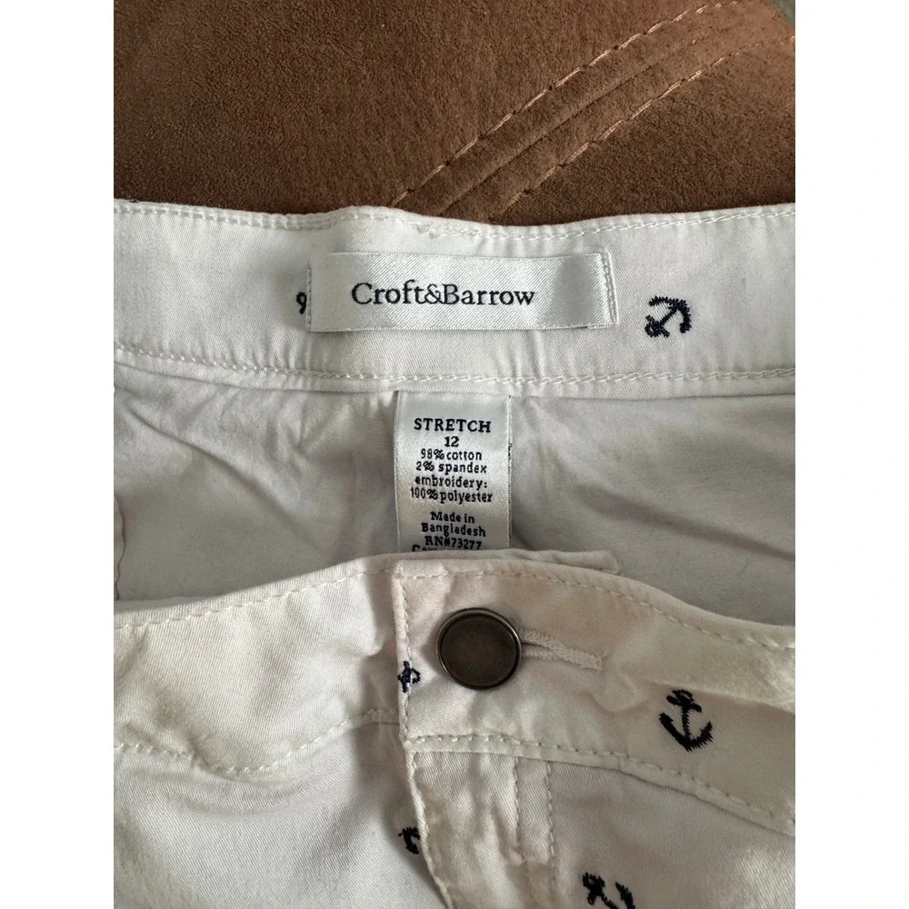 Croft & Barrow Women's White Anchor Embroidered Skort Nautical Mini Skirt Sz 12 - Picture 3 of 8